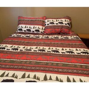 Rustic Cabin Country Bedding Set, Microfiber Quilt, Rustic Cabin